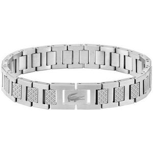 Lacoste METROPOLE Collectie Schakelarmband in roestvrij staal, versierd met petit piqué-patroon - Verkrijgbaar voor hem en voor haar