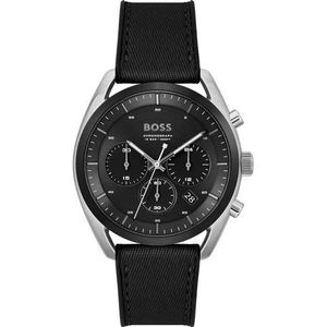 BOSS TOP Collection Heren Quartz Chronograaf Horloge met Roestvrij Staal of Siliconen Band, Zwart, Siliconen, zwart., Siliconen