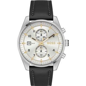 Boss 1514147 Uhr Herren, Quarz, Chronograph, Lederband Schwarz