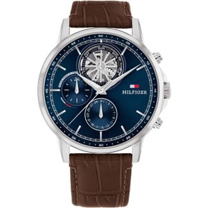 Tommy Hilfiger Multifunktionsuhr STEWART 1710629, Quarzuhr, Armbanduhr, Herrenuhr, Datum, Lederarmband