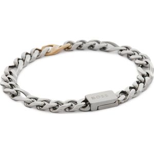 BOSS HBJ1580613M RIAN Heren Armband - Schakelarmband - Sieraad - Staal - Zilverkleurig - Figaro - 19.5 cm lang