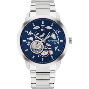 TOMMY HILFIGER BLAUWE Wijzerplaat ROESTVRIJ STAAL ARMBAND HORLOGE VOOR HEREN - 1710661, Blauw