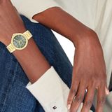 Tommy Hilfiger Multifunctioneel analoog kwartshorloge voor dames met goudkleurige roestvrijstalen armband - 1782755, groen, Groen