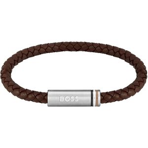 BOSS - ARES SINGLE - Armband - Bruin - Gevlochten Leren