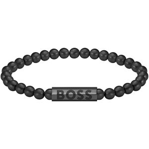 BOSS - Bollencollectie - Kralenarmband - Zwart - Roestvrij Staal