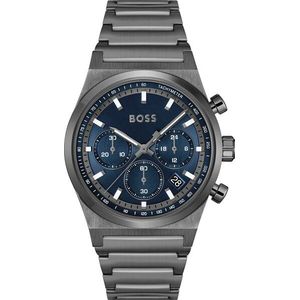 BOSS CANDOR CHRONO Collection chronograaf kwartshorloge voor heren, verkrijgbaar met roestvrijstalen of leren armband, Blauw, Eén maat