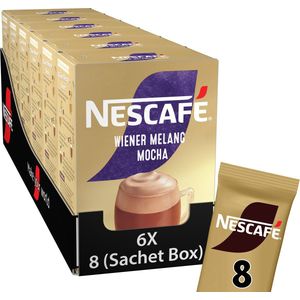 Nescafé Gold Wiener Melange Latté oploskoffie - 6 doosjes met 8 sticks