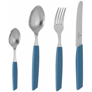VICTORINOX Swiss Modern Bestekset voor 6 personen, 24-delig, incl. scherpe steakmessen met gekartelde rand, kunststof handgrepen, korenbloemen-blauw
