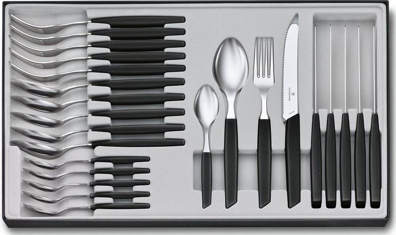 Victorinox Bestekset Swiss Modern - 24-delig - Zwart - RVS/PP - Doos