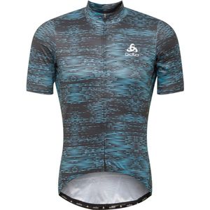 Odlo - Stand-Up Collar S/S Full Zip Fietsshirt - Mykonos Blue - Graphic