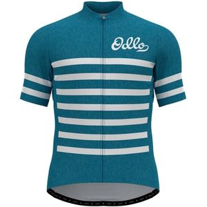 Odlo - Fietsshirt - Mykonos Blue - Korte Mouwen - Ademend - Full Zip