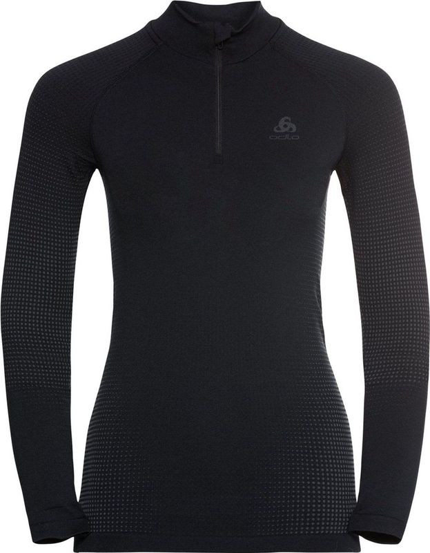 Odlo Shirt Lange Mouwen Halve Rits Performance Warm ECO ZWART
