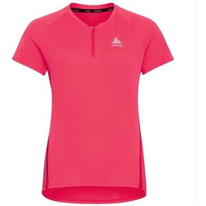 Sportshirt Odlo Women Crew Neck S/S 1/2 Zip Axalp Training Paradise Pink