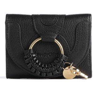 See by Chloé, Accessoires, Dames, Zwart, ONE Size, Katoen, Compacte Zwarte Portemonnee voor Vrouwen