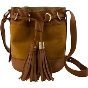 See by Chloé, Tassen, Dames, Bruin, ONE Size, Leer, Vicki Crossbody Tas - Leer - Caramello