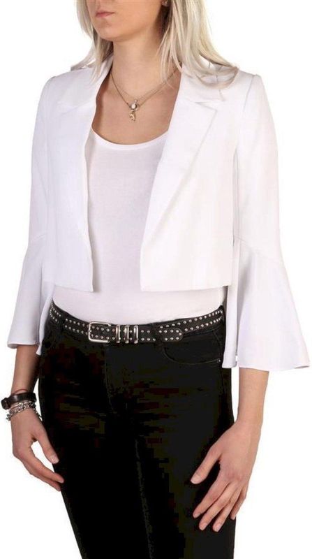 Guess - Damesjas - Wit - Katoen - Voorkant Sluiting - Gewatteerd - Lange Mouwen