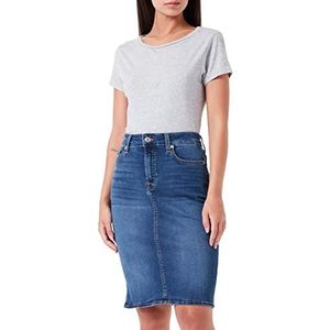 7 For All Mankind Dames Potlood Bair Eco Skirt, Mid Blue, Regular