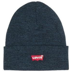 Levi's, Accessoires, Heren, Blauw, ONE Size, Wol, Batwing Geborduurde Beanie Wollen Muts