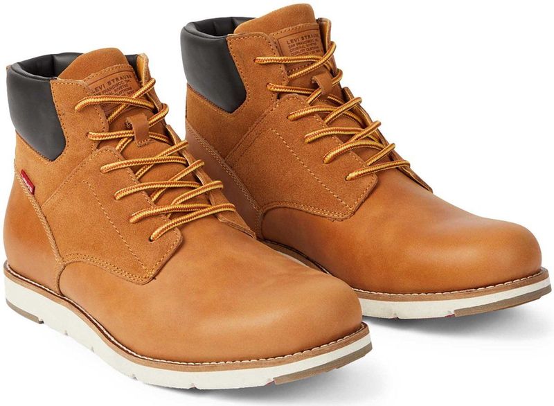 Levi's - Beige Leren Herenlaars - Vetersluiting - Duurzaam