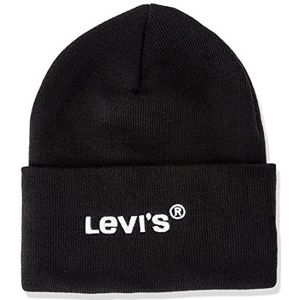 Levi's Wordmark Beanie muts voor heren, Regular Black, One size