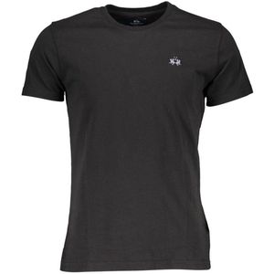 La Martina - Zwart Katoenen T-shirt - Heren - Met Borduursel