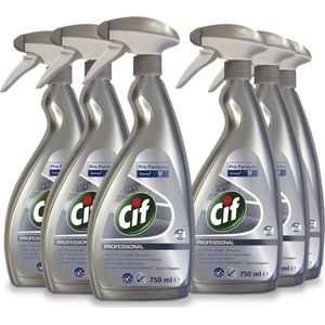 6x Cif Professional Roestvrij Staal Onderhoudsmiddel Pro Formula 750 ml