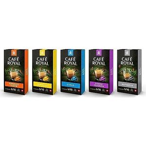 Café Royal Capsules 50 probeerbox - espresso, espresso forte, lungo, lungo classic / ristretto - voor Nespresso koffiezetapparaat - GEBRUIK gecertificeerde aluminium koffiecapsules