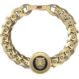 Guess Heren Guess heren stalen goldplated armband LION KING - Armband - Staal - Goudkleurig - 21.50 cm