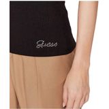 Guess SS Karlee Jewel BTN Henley Dames T-Shirt - Zwart