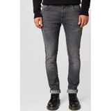 Jeans - Pastel Grey - Metalen Ritssluiting - Steekzakken - Leren Badge