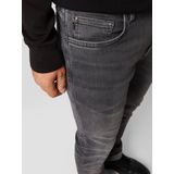 Jeans - Pastel Grey - Metalen Ritssluiting - Steekzakken - Leren Badge