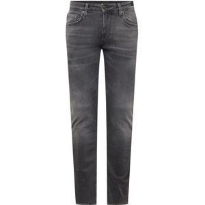 Jeans - Pastel Grey - Metalen Ritssluiting - Steekzakken - Leren Badge