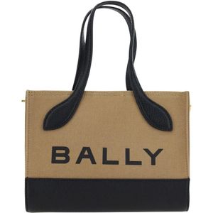 Bally, Tas met Color-Block Design en Logo Print Beige, Dames, Maat:ONE Size