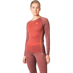 Odlo - Bl Top Crew Neck L/S - Ondershirt - Cinnabar Spiced Apple Melange - Merinowol/Polyester