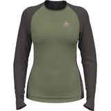 Ondershirt Odlo Women Bl Top Crew Neck L/S Natural Performance Matte Green Dark Grey Melange