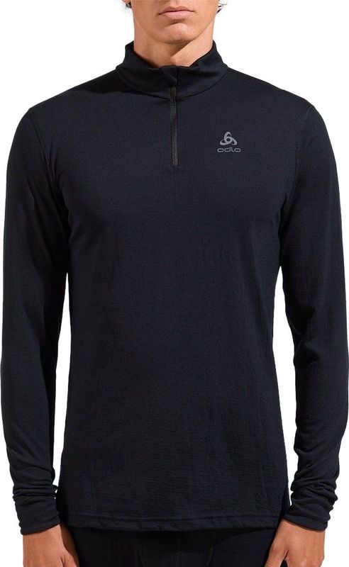 Odlo Baselayer Top Lange Mouwen Halve Rits Merino 2 ZWART