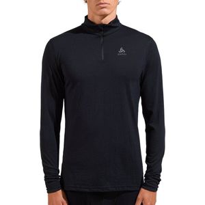 Odlo Baselayer Top Lange Mouwen Halve Rits Merino 2 ZWART