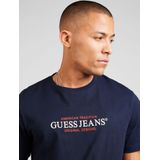GUESS JEANS - Shirt - Donkerblauw - Ronde Hals - Kwartmouw