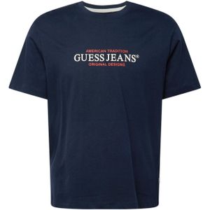 GUESS JEANS - Shirt - Donkerblauw - Ronde Hals - Kwartmouw