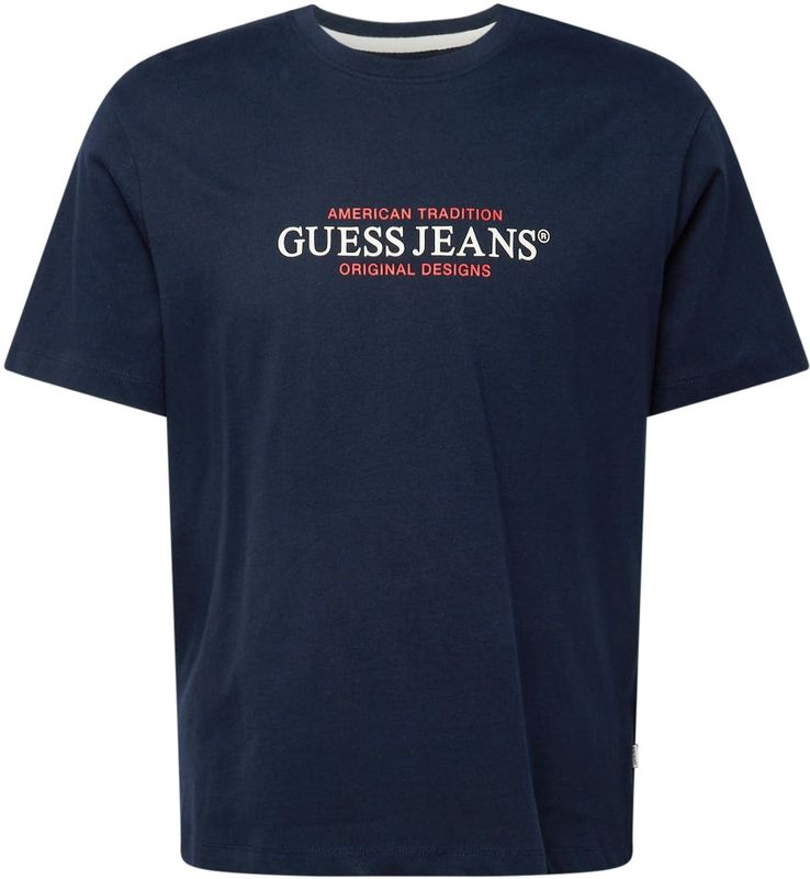 GUESS JEANS - Shirt - Donkerblauw - Ronde Hals - Kwartmouw