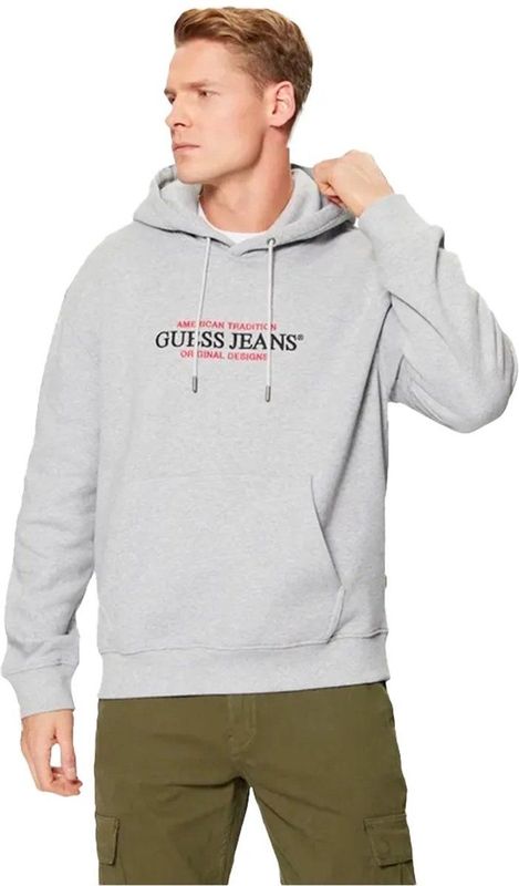 Guess - Gj Reg America Trad Hoodie - Zwart - Biologisch Katoenmix