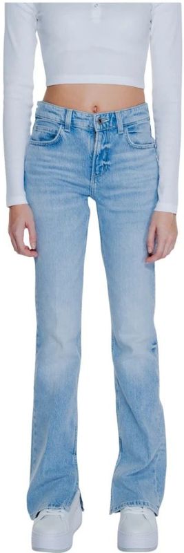 Guess - Flared Jeans - Blauw - Katoen, Lycra - Ritssluiting met Knoop