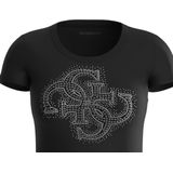 Guess SS RN 4G Logo Tee Dames T-Shirt - Jet Black