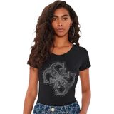 Guess SS RN 4G Logo Tee Dames T-Shirt - Jet Black