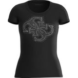 Guess SS RN 4G Logo Tee Dames T-Shirt - Jet Black