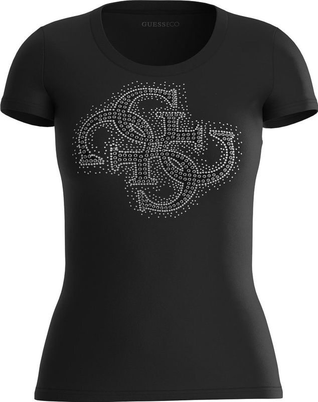 Guess SS RN 4G Logo Tee Dames T-Shirt - Jet Black