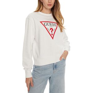 Damessweater Guess CN Original Fleece katoen wit met logo