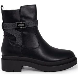 Guess - Enkellaarsjes - Zwart - Leer - Monogramprint