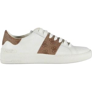 Guess - Verona Stripe - Sneakers - Wit/Beige - Leer
