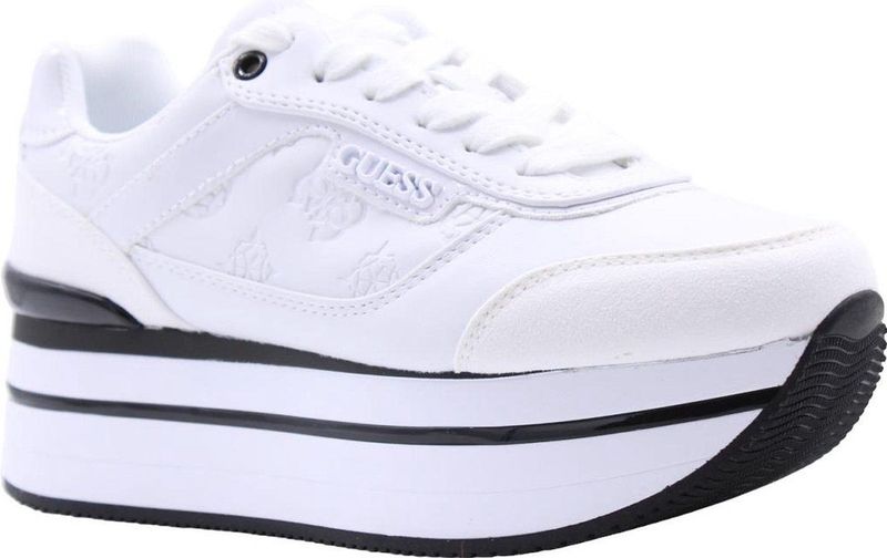 Guess - Sporty White Lace Up Sneakers - Wit
